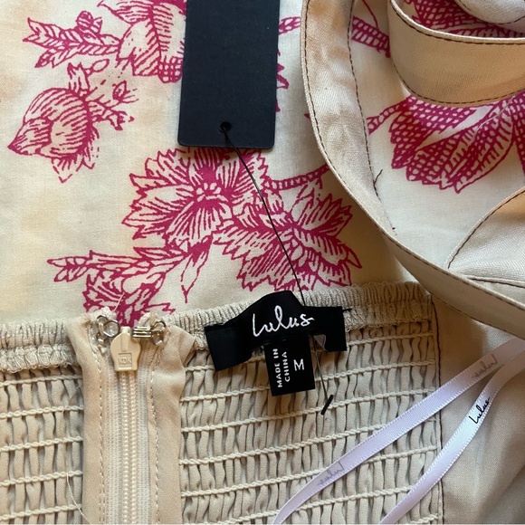 NWT Lulu's Callina Cream Midi Tie-Strap Dress size Medium - Picture 7 of 13